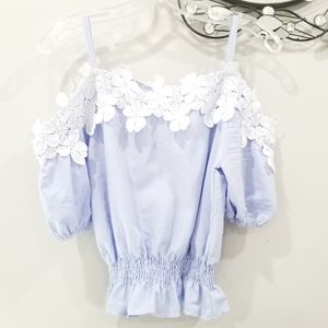 Floral Embellished Cold Shoulder Blouse